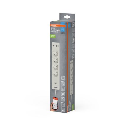 Osram - Multipresa SMART+ 4 prese tipo F + 2x USB-A + 2x USB-C con Wi-Fi