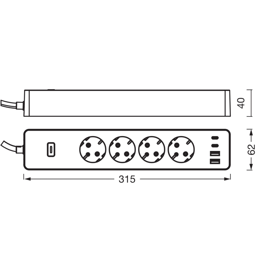 Osram - Multipresa SMART+ 4 prese tipo F + 2x USB-A + 2x USB-C con Wi-Fi