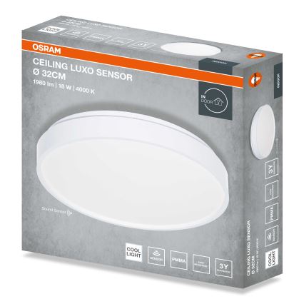 Osram - Plafoniera LED con sensore crepuscolare CEILING LUXO LED/18W/230V Ø 32 cm bianco