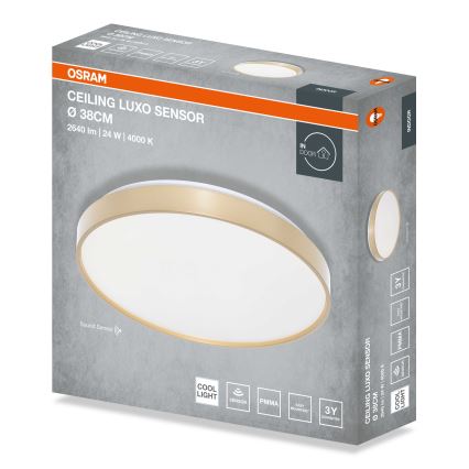 Osram - Plafoniera LED con sensore crepuscolare CEILING LUXO LED/24W/230V Ø 38 cm dorata