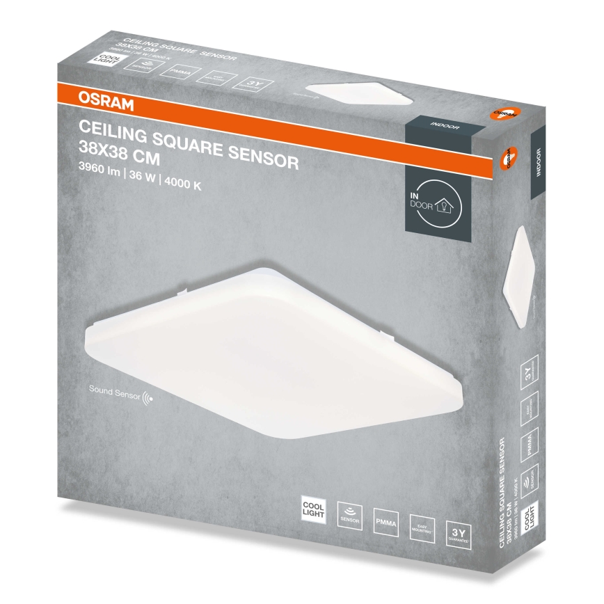 Osram - Plafoniera LED con sensore crepuscolare CEILING SQUARE LED/36W/230V 4000K 38x38 cm bianco