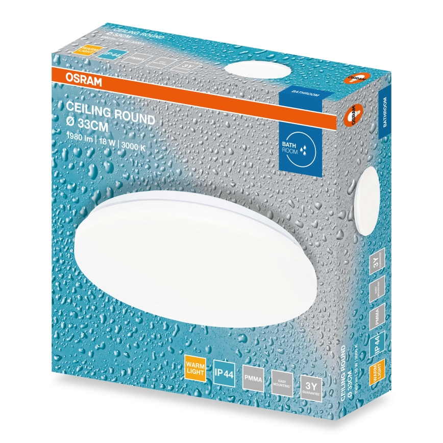 Osram - Plafoniera da bagno LED CEILING ROUND LED/18W/230V 3000K Ø 33 cm IP44 bianca