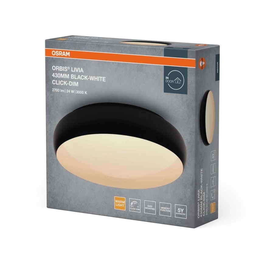 Osram - Plafoniera LED dimmerabile ORBIS LIVIA LED/24W/230V Ø 43 cm nero/bianco