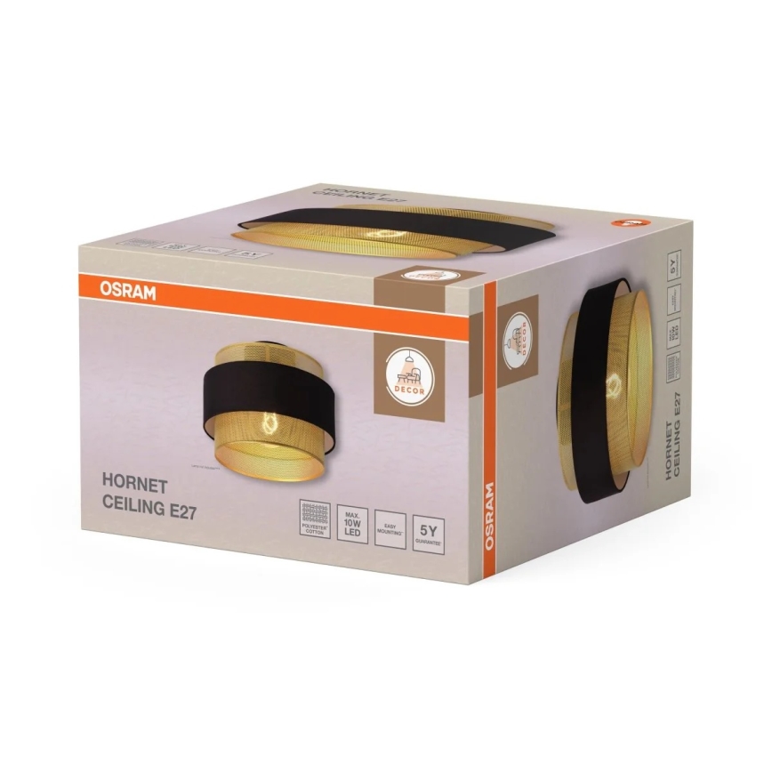 Osram - Plafoniera DECOR HORNET 1xE27/10W/230V Ø 30 cm nero/oro