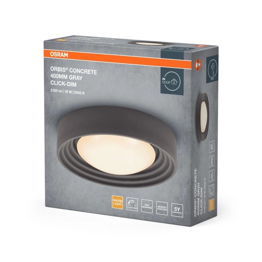 Osram - Plafoniera a LED dimmerabile ORBIS CONCRETE LED/18W/230V Ø 40 cm grigio/cemento