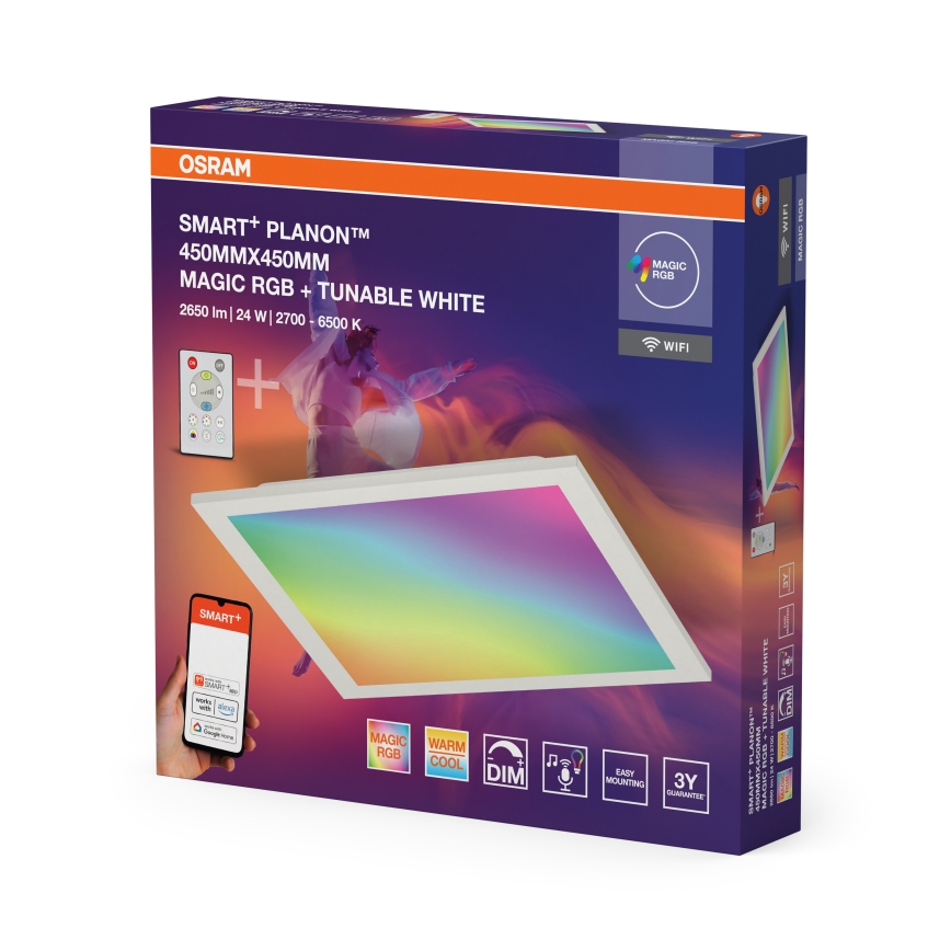 Osram - LED RGBW Plafoniera dimmerabile SMART+ MAGIC LED/24W/230V 2700-6500K 45x45 cm Wi-Fi + telecomando