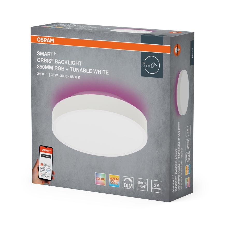 Osram - Plafoniera dimmerabile SMART+ ORBIS LED RGBW, 28W/230V, Ø 35 cm, 2700-6500K, Wi-Fi
