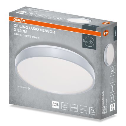Osram - Plafoniera LED con sensore crepuscolare CEILING LUXO LED/18W/230V Ø 32 cm argento
