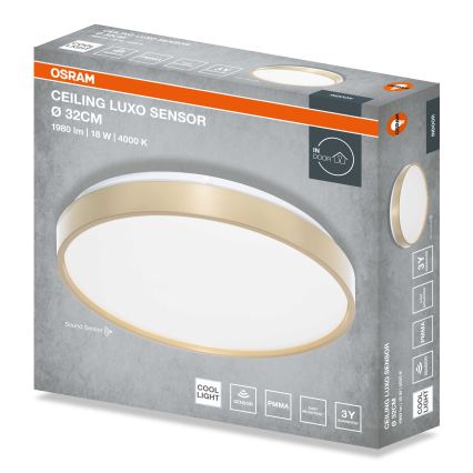 Osram - Plafoniera LED con sensore crepuscolare CEILING LUXO LED/18W/230V, diametro 32 cm, dorata