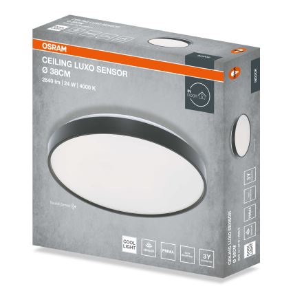 Osram - Plafoniera LED con sensore crepuscolare CEILING LUXO LED/24W/230V Ø 38 cm nero