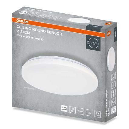 Osram - Lampada da soffitto LED con sensore crepuscolare CEILING ROUND LED/24W/230V 4000K Ø 37 cm bianca