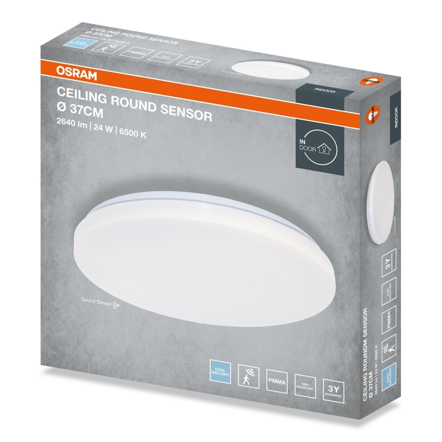 Osram - Plafoniera LED da soffitto per il bagno con sensore crepuscolare CEILING ROUND LED/24W/230V 6500K Ø 37 cm bianca