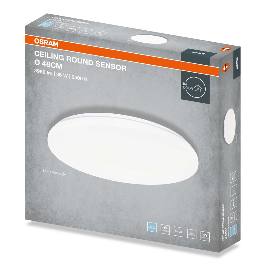 Osram - Plafoniera LED rotonda con sensore crepuscolare CEILING ROUND LED/36W/230V 6500K diam. 48 cm bianca