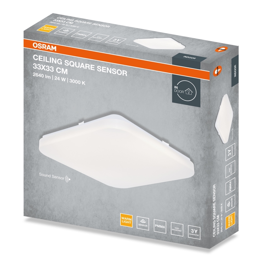 Osram - Plafoniera LED con sensore crepuscolare SQUARE LED/24W/230V 33x33 cm