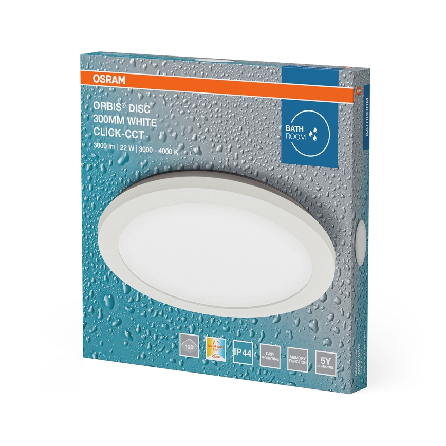 Osram - Plafoniera LED da soffitto per bagno ORBIS DISC LED/22W/230V 3000/4000K Ø 30 cm IP44 bianca