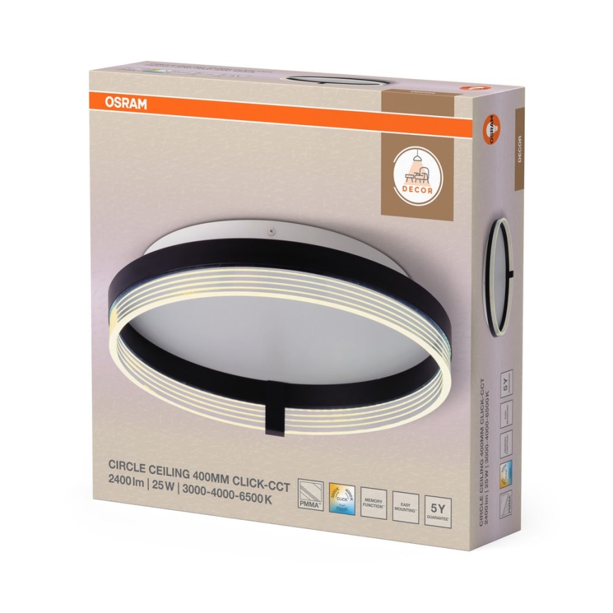 Osram - Plafoniera LED DECOR CIRCLE LED/25W/230V 3000/4000/6500K Ø 40 cm nero/bianco