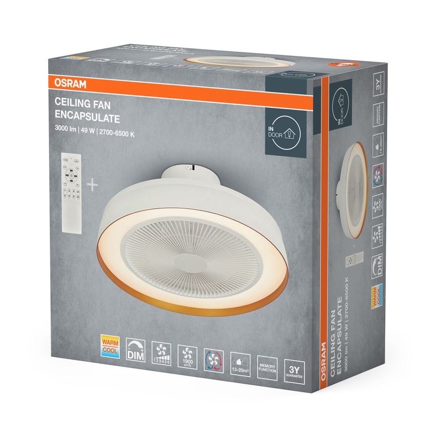 Osram - Plafoniera LED dimmerabile con ventilatore CEILING FAN LED/49W/230V 2700-6500K bianco/oro + telecomando