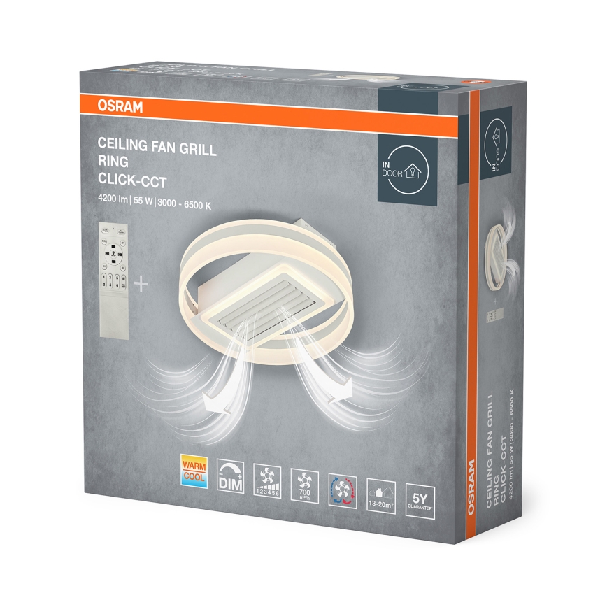 Osram - Plafoniera LED dimmerabile con ventilatore CEILING FAN LED/55W/230V 3000-6500K bianca + telecomando