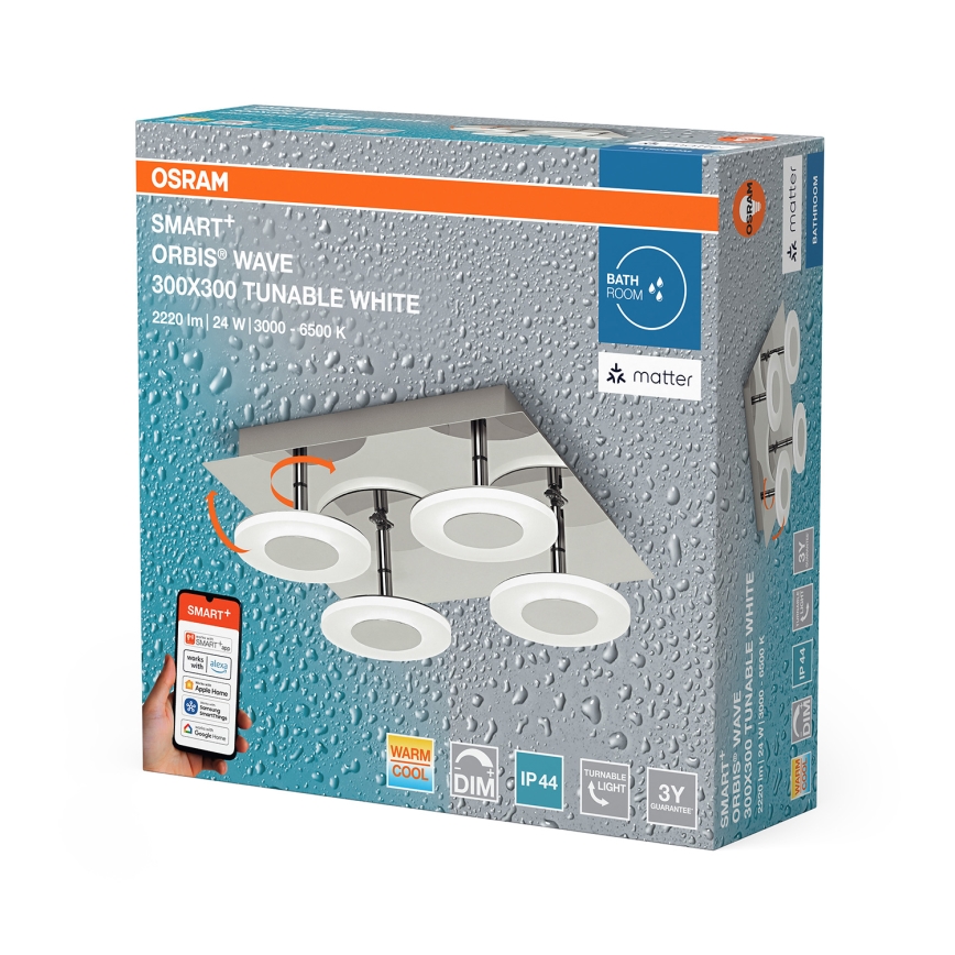 Osram - Plafoniera LED dimmerabile per bagno SMART+ WAVE LED/24W/230V 3000-6500K IP44 Wi-Fi