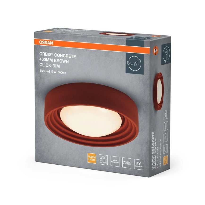 Osram - Plafoniera a LED dimmerabile ORBIS CONCRETE LED/18W/230V Ø 40 cm marrone/cemento
