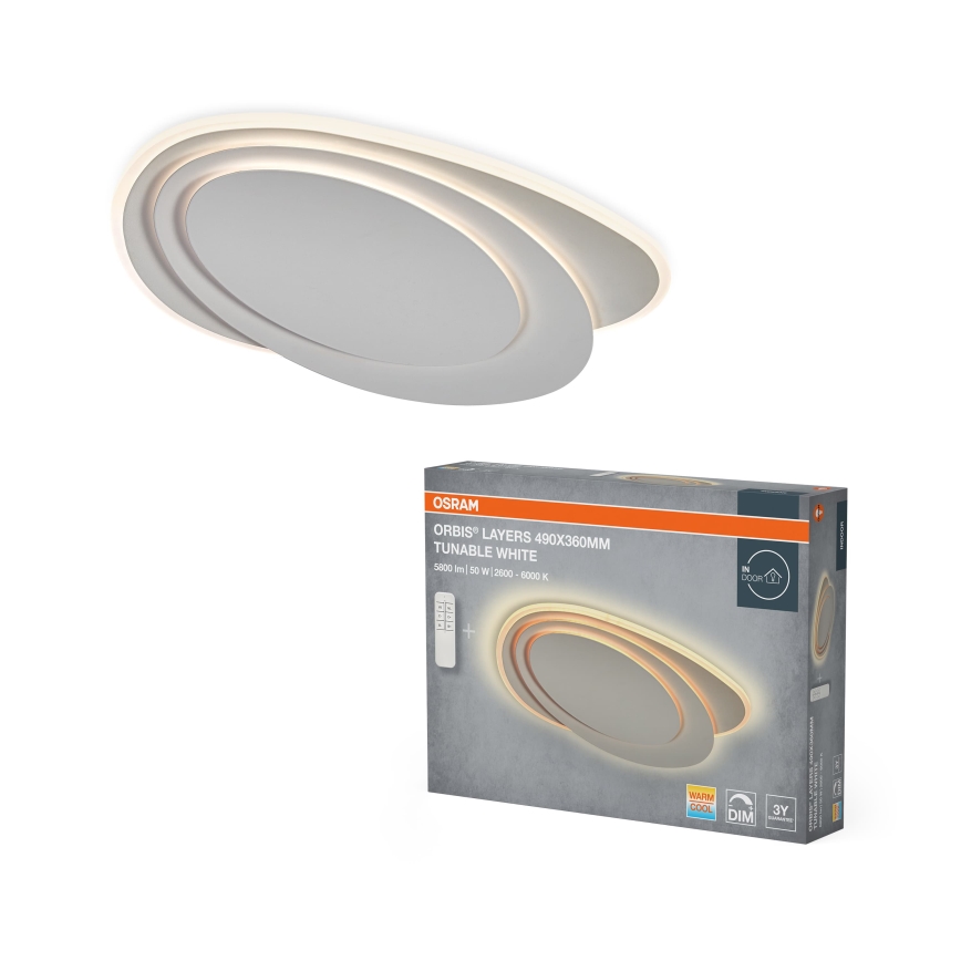 Osram - plafoniera dimmerabile a LED ORBIS LAYERS LED/50W/230V 2600-6000K 36x49 cm bianca + telecomando