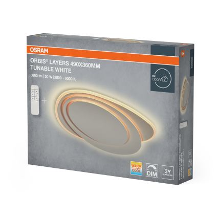 Osram - plafoniera dimmerabile a LED ORBIS LAYERS LED/50W/230V 2600-6000K 36x49 cm bianca + telecomando