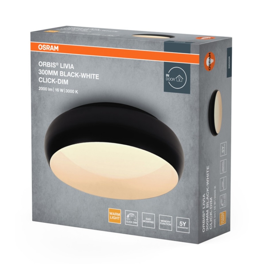 Osram - Plafoniera dimmerabile a LED ORBIS LIVIA LED/16W/230V Ø 30 cm nero/bianco