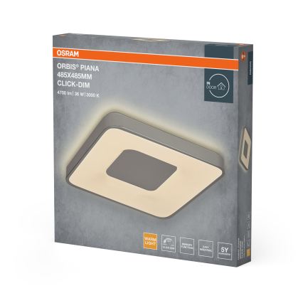 Osram - Plafoniera a LED dimmerabile ORBIS PIANA LED/36W/230V 48,5x48,5 cm argento
