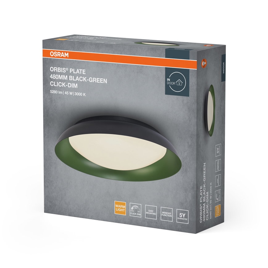 Osram - Plafoniera LED dimmerabile ORBIS PLATE LED/45W/230V Ø 48 cm verde/nero