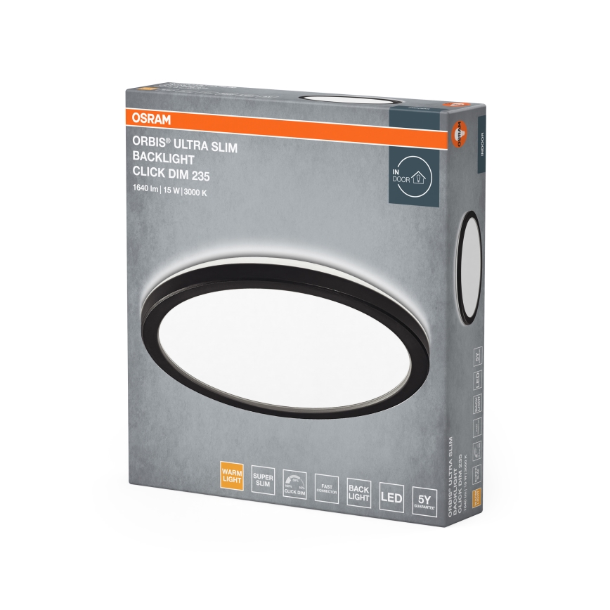 Osram - Plafoniera LED dimmerabile ORBIS ULTRA SLIM LED/15W/230V 3000K Ø 23,5 cm nero