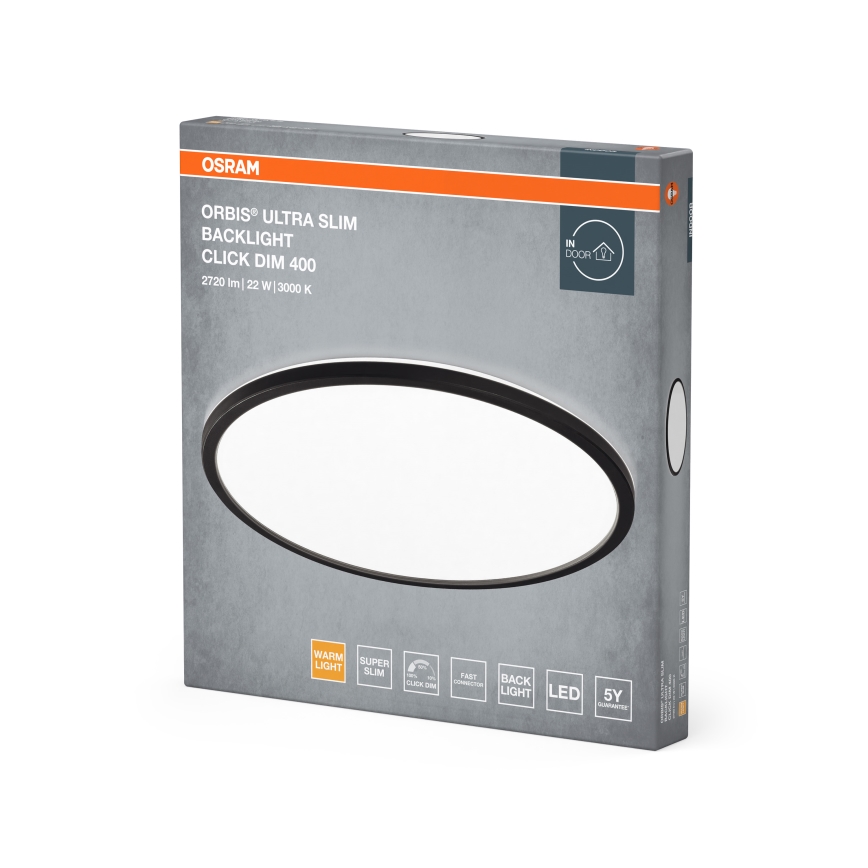 Osram - Plafoniera LED dimmerabile ORBIS ULTRA SLIM LED/22W/230V 3000K Ø 40 cm nera