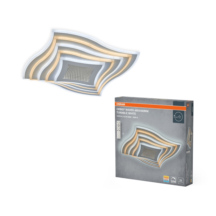 Osram - plafoniera LED dimmerabile ORBIS WAVES LED/43W/230V 2600-6000K 48x48 cm bianco + telecomando