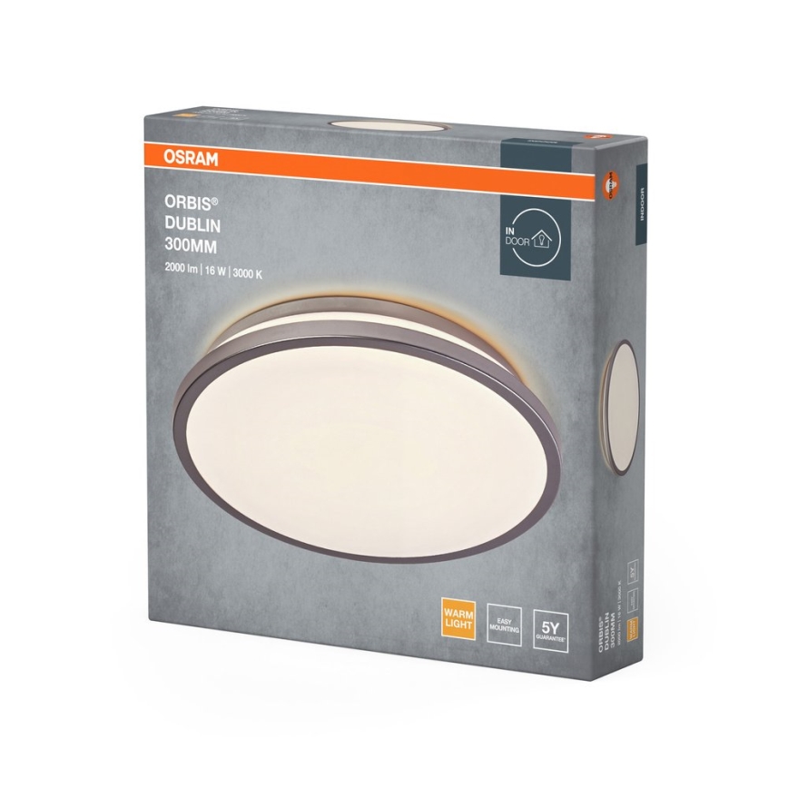 Osram - Plafoniera LED ORBIS DUBLIN, 16 W / 230 V, Ø 30 cm, argento