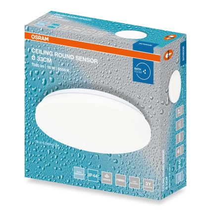 Osram - Plafoniera LED per bagno con sensore crepuscolare CEILING ROUND LED/18W/230V 6500K Ø 33 cm IP44 bianca