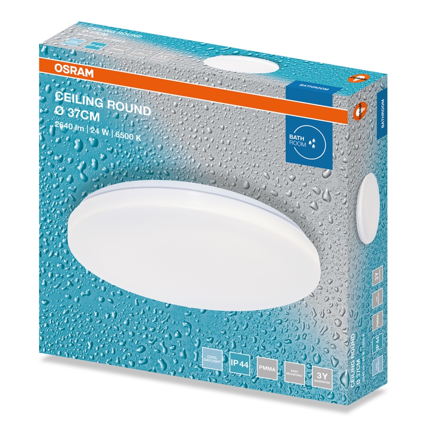 Osram - Plafoniera da soffitto per bagno CEILING ROUND LED/24W/230V 6500K Ø 37 cm IP44 bianca