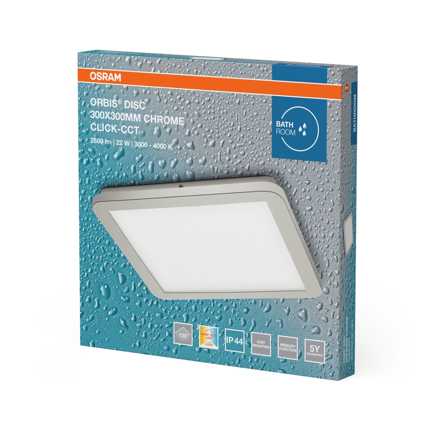 Osram - Plafoniera LED per bagno ORBIS DISC LED/22W/230V 3000/4000K 30x30 cm IP44 acciaio inox