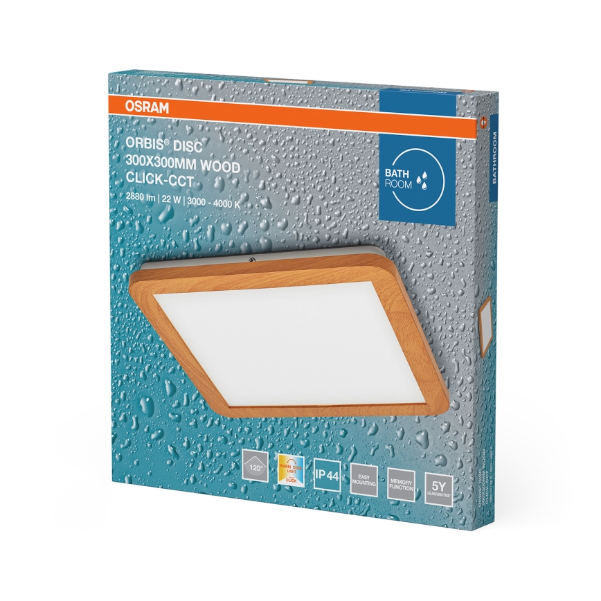 Osram - Plafoniera da bagno LED ORBIS DISC LED/22W/230V 3000/4000K 30x30 cm IP44 marrone