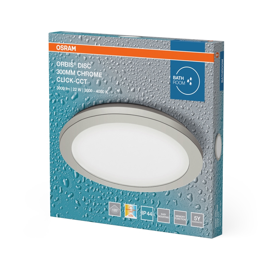 Osram - Plafoniera LED per bagno ORBIS DISC LED/22W/230V 3000/4000K Ø 30 cm IP44 cromo opaco