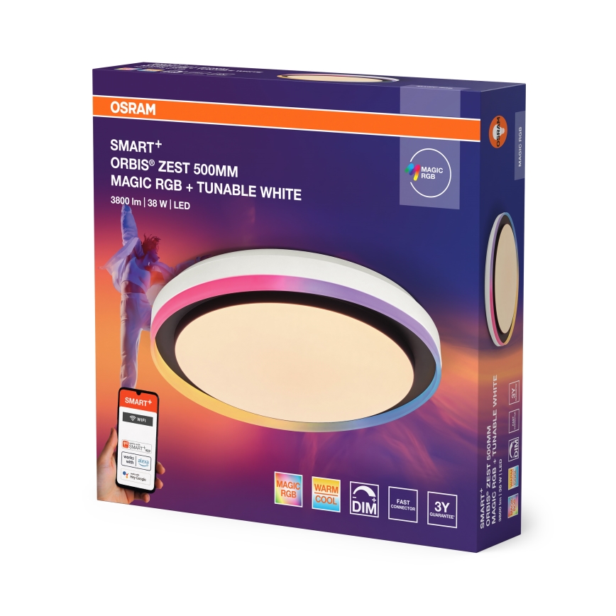 Osram - Lampada da soffitto dimmerabile LED RGBW SMART+ MAGIC LED/38W/230V Ø 49 cm nera 2700–6500K Wi‑Fi