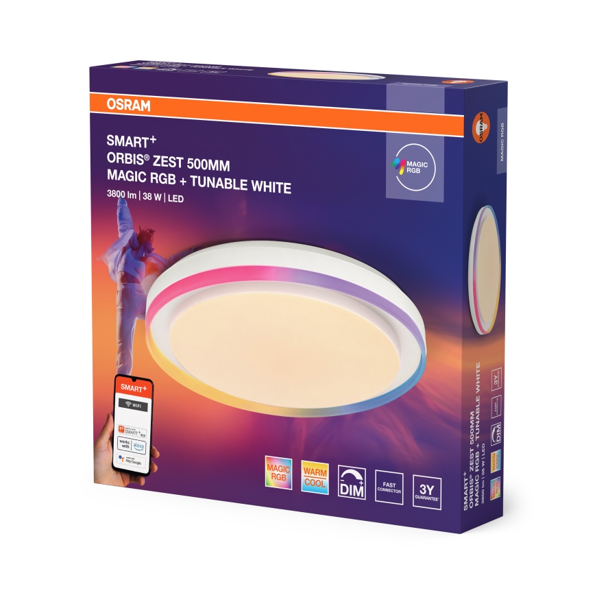 Osram - Plafoniera dimmerabile LED RGBW SMART+ MAGIC, 38W/230V, Ø 49 cm, bianco, 2700–6500K, Wi‑Fi