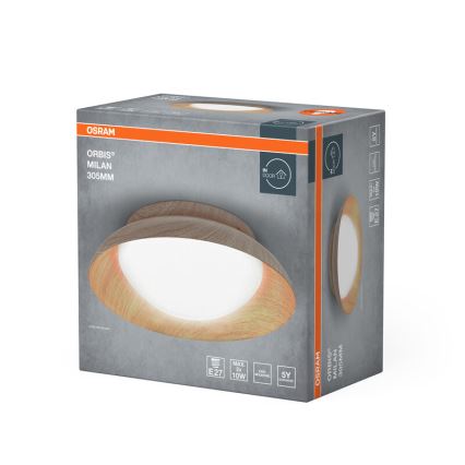 Osram - Plafoniera ORBIS MILAN 2xE27/10W/230V diam. 30,5 cm finitura effetto legno