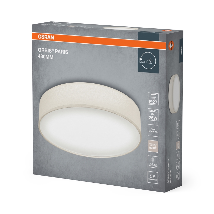 Osram - Plafoniera ORBIS PARIS 3xE27/25W/230V Ø 48 cm colore crema