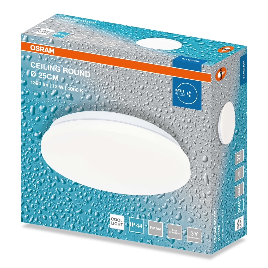 Osram - Plafoniera LED da bagno CEILING ROUND LED/12W/230V 4000K Ø 26 cm IP44 bianco