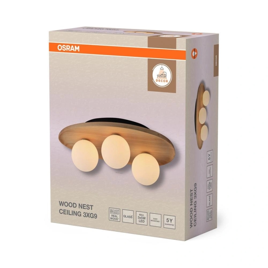 Osram - Plafoniera WOOD NEST 3xG9/5W/230V in legno di Hevea
