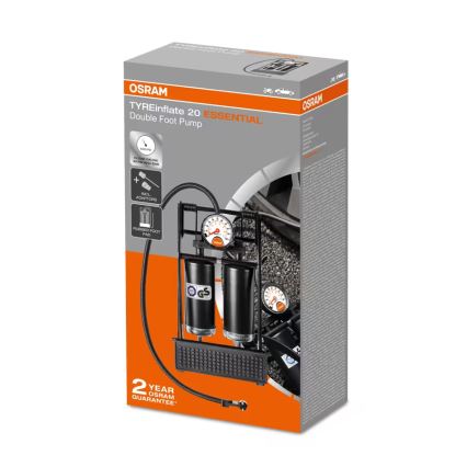 Osram - Pompa a pedale per pneumatici con manometro TYREINFLATE 20 ESSENTIAL OFP20ESN