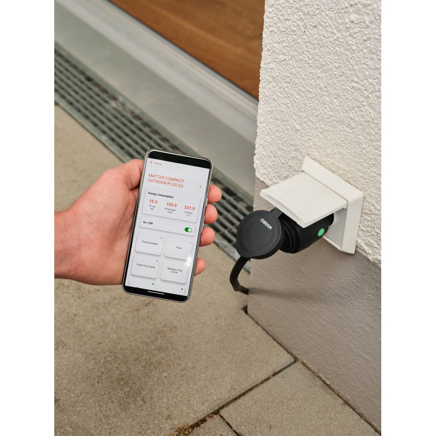 Osram - Presa da esterno intelligente SMART+ MATTER SCHUKO 3680W/230V/16A IP44 Wi‑Fi