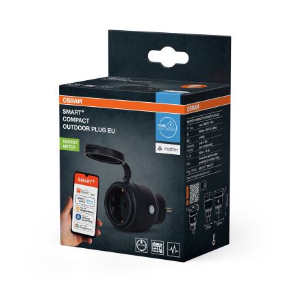 Osram - Presa da esterno intelligente SMART+ MATTER SCHUKO 3680W/230V/16A IP44 Wi‑Fi