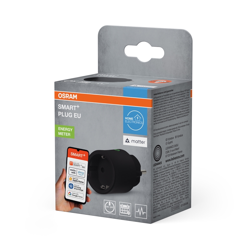 Osram - Presa intelligente SMART+ MATTER SCHUKO 2300W/230V/10A Wi-Fi nera