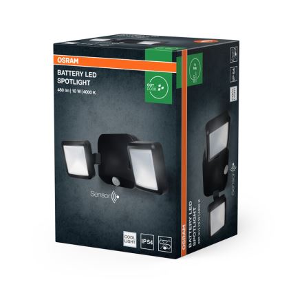 Osram - Proiettore da parete LED per esterni con sensore BATTERY 2xLED/5W/4xD IP54