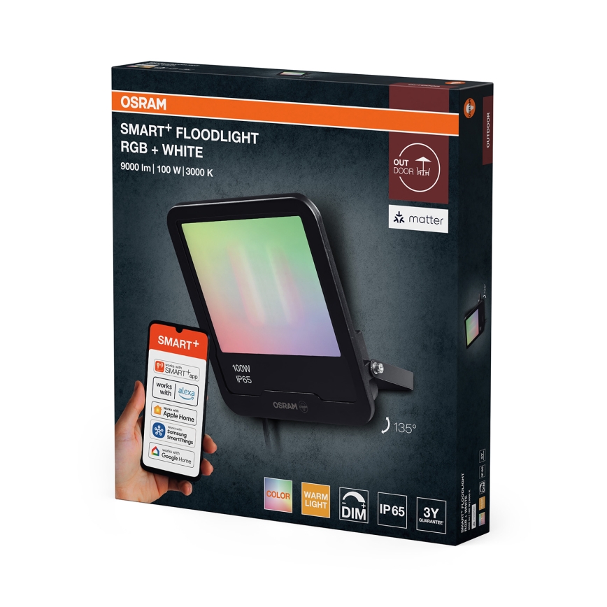 Osram - Proiettore dimmerabile SMART+ LED RGBW, 100 W, 230 V, IP65, Wi-Fi